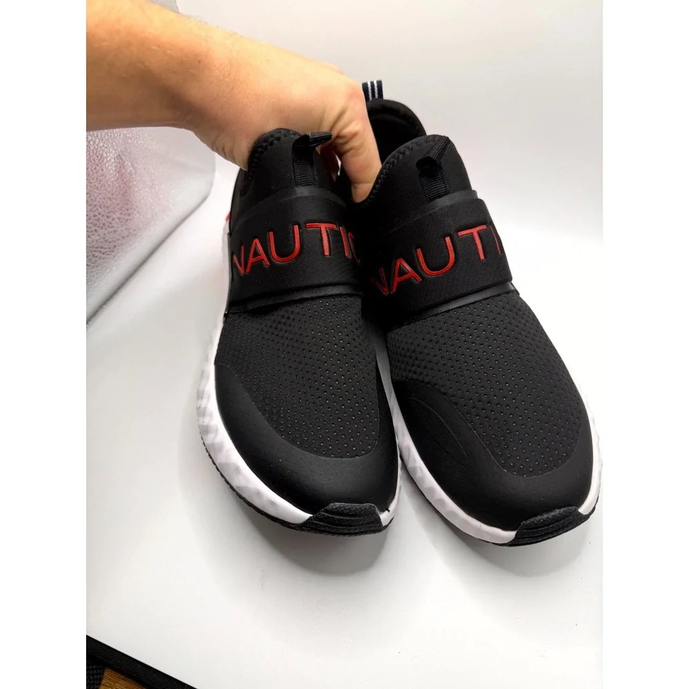 Nautica Zenton Men 11 Sneaker Black Low Top Casual Fashion Slip On Walking Shoes
